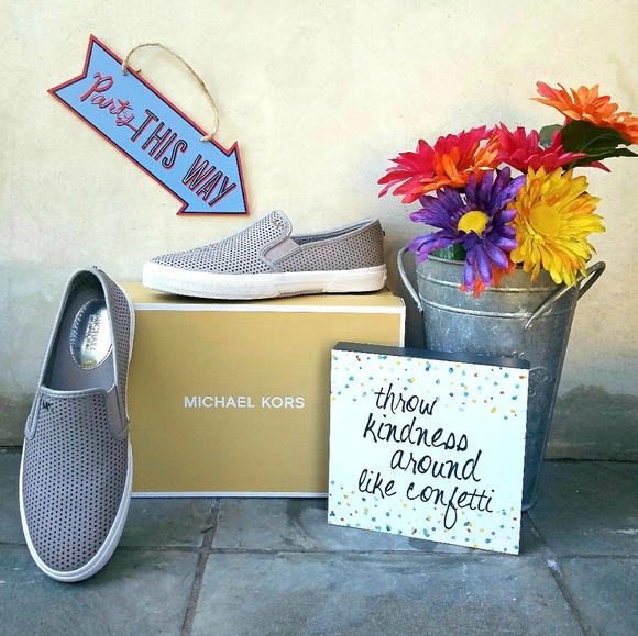 MICHAEL Michael Kors Shoes - Chic Michael Kors Pearl Grey Slip-on Sneakers